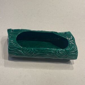 Gilner 1950 California floral birch log, excellent condition dark green vintage.